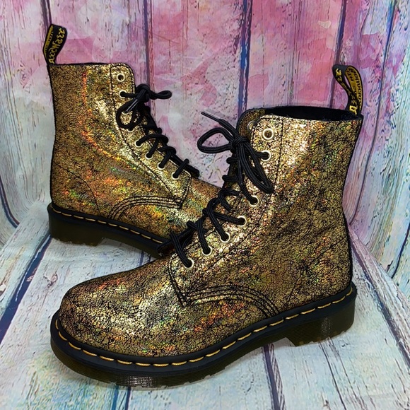 Dr Martens 46 Pascal Gold Crackle Boot 